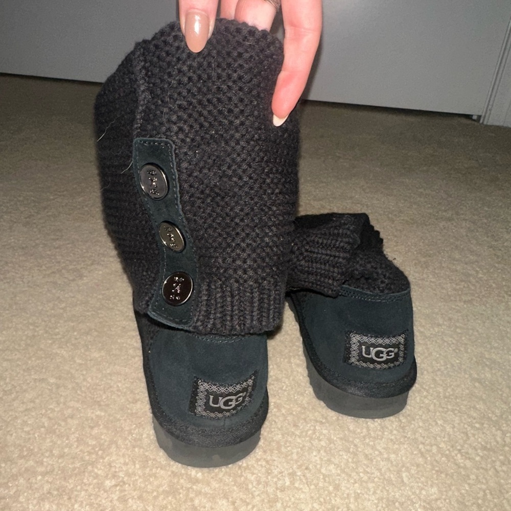 UGG Charcoal Knit Boots with Buttons